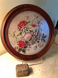 Antique embroidery in frame