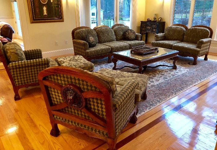 Carved wood living room set - in wonderful, barely used condition -- 