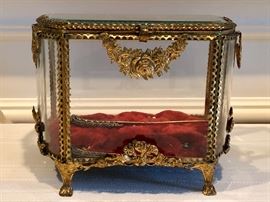 Beautiful red velvet padded trinket box