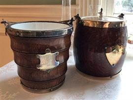Vintage oak ice buckets
