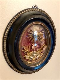 Antique French reliquary, quilled paper