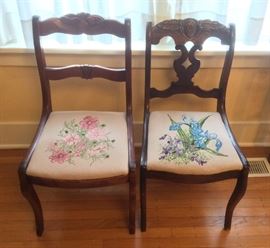 Sweet vintage chairs with needlepoint seats