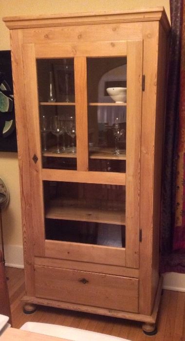 "French Country" pine hutch (cabinet), 34.5"L, 20"D, 72"H. Shelves inside are adjustable.