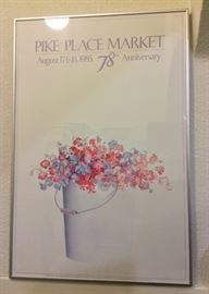 1985 Pike Place Market anniversary poster with illustration by Rosalyn Gale Powell