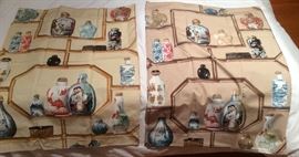 Amazing fabric panels with Chinese snuff bottles by Vervain - each approx. 33" x 52"