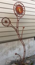 6 ft. tall iron & glass yard sculpture