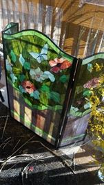 stained glass fireplace screen