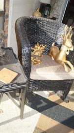 wicker chair with reindeer