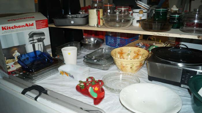 Kitchen Aid mixer, crock pot, kitchen items