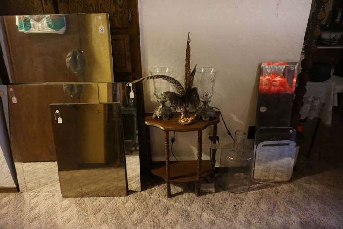 mirrors, small table