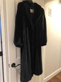Another custom Brojanski's full length black mink coat with unique cuffs. Prestine condition 