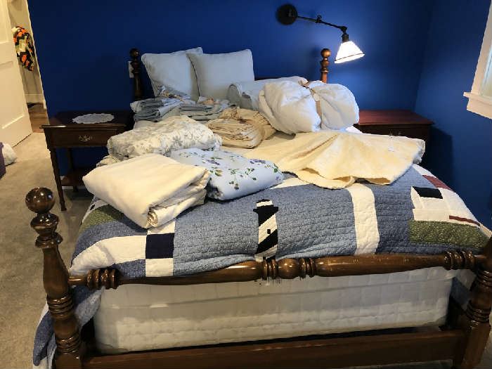 Full size post bed with mattress