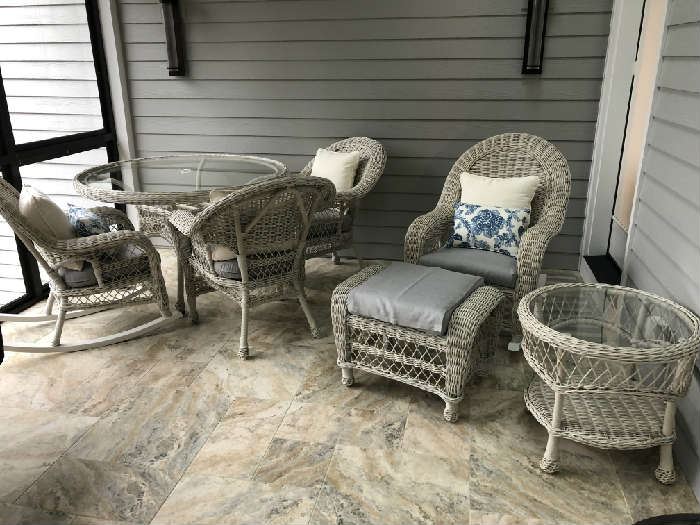 7 Piece wicker patio set (Pristine condition, never seen the outdoors)!