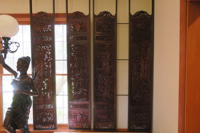 Antique Chinese Carved Panels  - sold in pairs, 4 pairs total