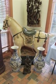Tang Style Tessellated Bone Horse w/ Stone Inlay