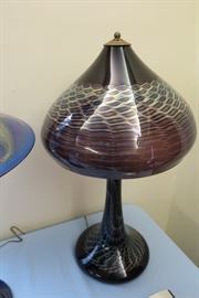 Joe Clearman Amethyst Color Nautilus Design Art Glass Lamp