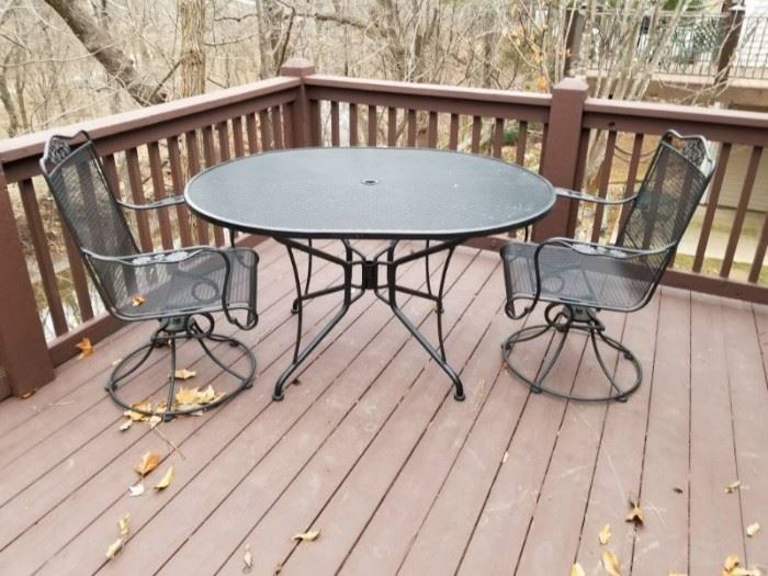 Metal Patio Table and Two Chairs