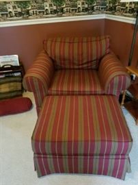 Woodmark Chair and Ottoman Red Stripe