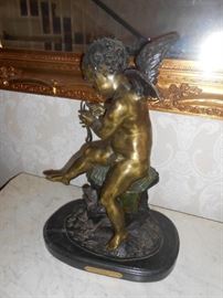 "Seated Cupid with Bow" signed Fomile