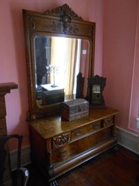 Tiger Oak Mirrored Dresser
