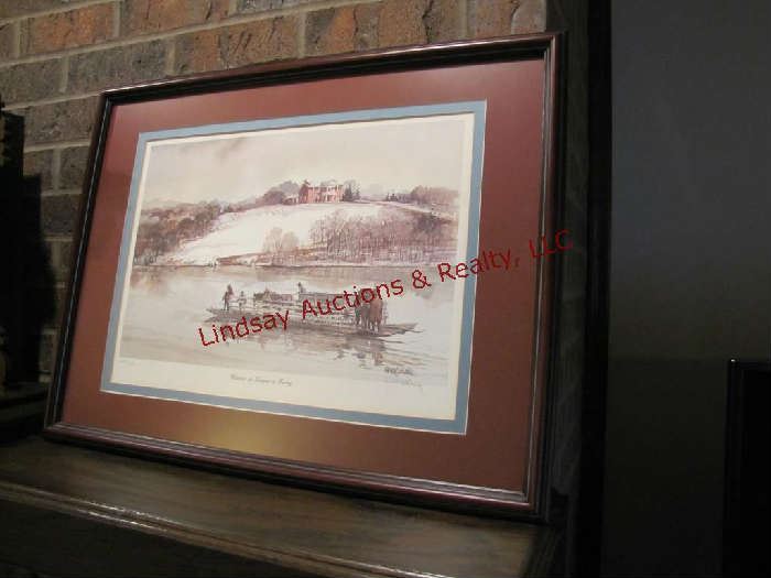Winter at Grinters Ferry print 25x19.5 by Ernst Ulmer signed & numbered 254/950 https://lindsayauctions.hibid.com/lot/47479019/winter-at-grinters-ferry-print-25x19-5-by?q=25