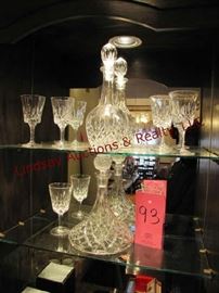2 - heavy crystal decanters w/ 6 glasses