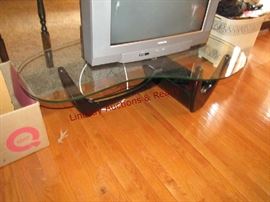 Wood glass top coffee table 48x30