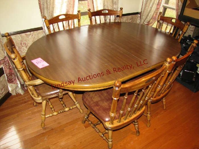 Dining table w/ 2 leaves & 6 chairs