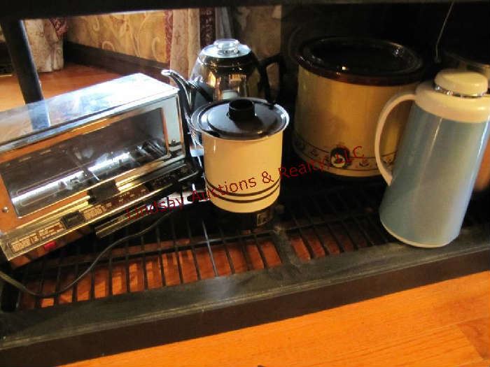 Toaster oven, coffee pot, beverage warmer, crock pot & ice bucket