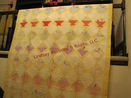  Machined quilt 66x80 (some stains & wear)