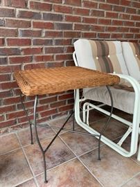 Wicker top outdoor side tables, two available