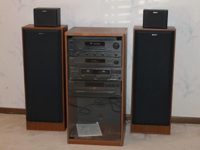 Surround Sound Stereo System with Tuner, CD Player, Cassette Player by Sony ( remote and cabinet included ).  Wonderful Sound!