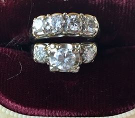 Antique bridal set with 7 diamonds set in 14K white gold
***Center diamond in engagement ring has small chip.