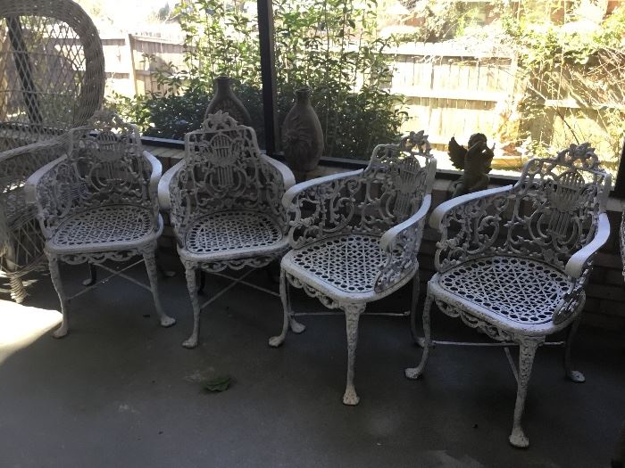 4 Vintage cast iron chairs (priced as sets of 2)