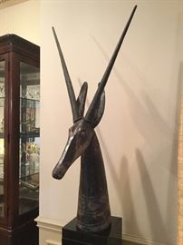 Antelope art statuary on pedestal. Now just $500! Stunning statement piece. 