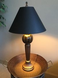 Cameroon side table and lamp. GREAT price! Now just $100 for the lamp and $125 for the table. Table = 30" H x 30" in diameter. 