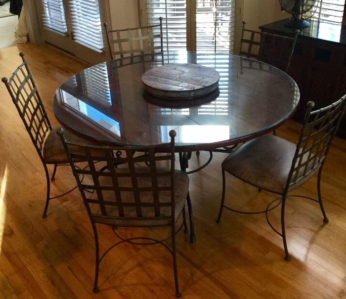 SOLD - Farmhouse Kitchen Table with 5 Custom Chairs