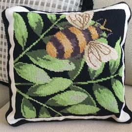 SOLD Pair of Needlepoint Bee Pillows....brand new!