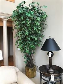 Large faux ficus tree with brass container. Just $100! 