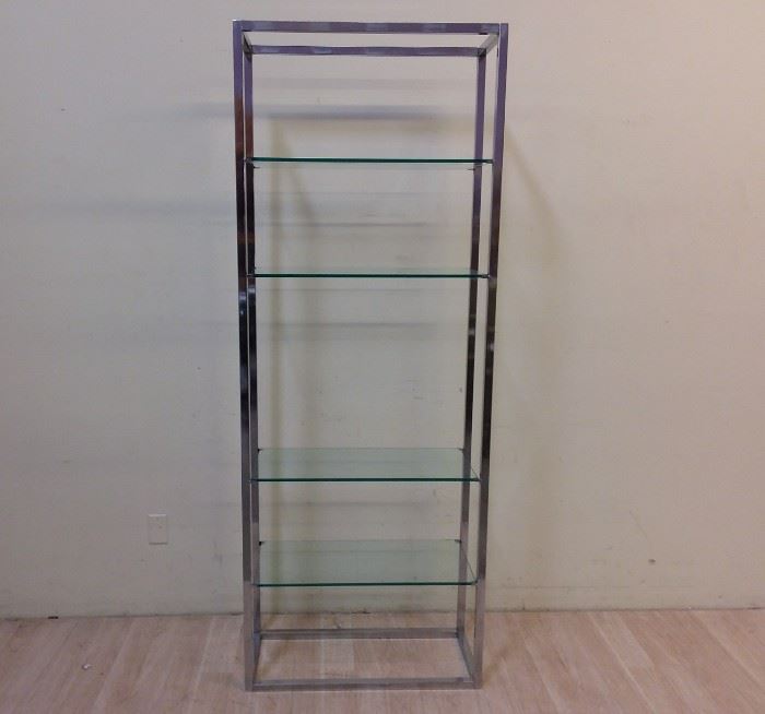 EB03 4w  Vintage Metal and Glass Etagere