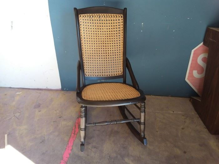 EB931  Wood with Caning Rocking Chair