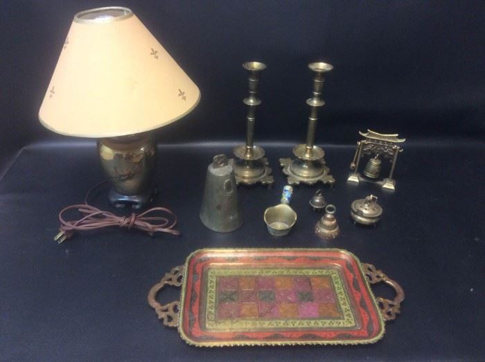 EB804G Lamp, Candleholders, Bells, and Other BrassColored Household Decor