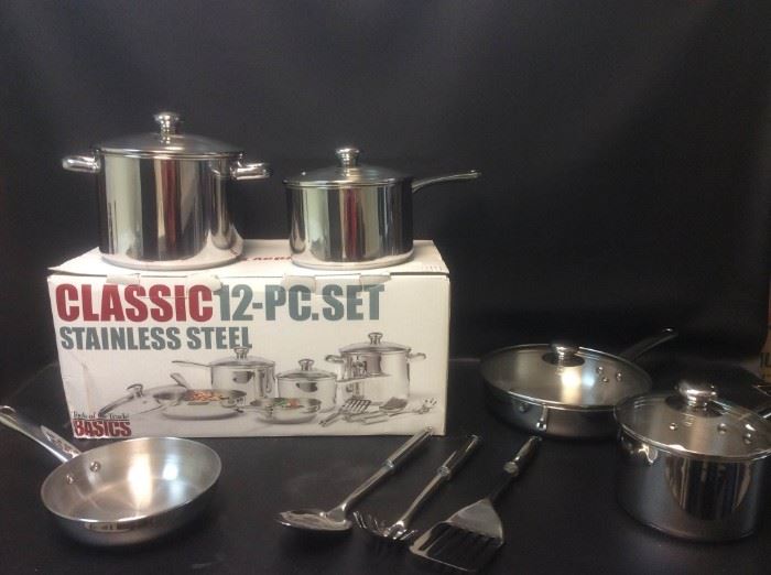 EB805G Tools of the Trade Basics 12Piece Stainless Steel Cookware Set