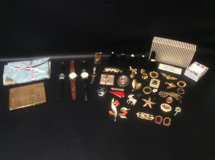 EB809G Vintage Costume Jewelry, Watches, and Jewelry Pouches