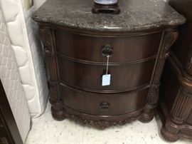 Bedroom side table/night stand - marble top and 3 drawers - there are 2 of these that match the bedroom set