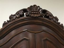 Headboard detail to bed that matches the side table/ night stand