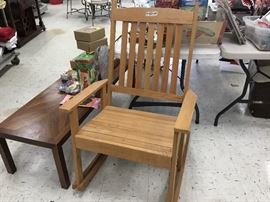 Large oversized wooden rocker - sits and rocks great