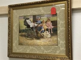 Framed print under glass with great ornate frame