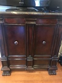 Marble top cabinet with 2 drawers and claw feet