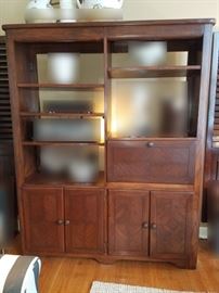 High-end solid wood bookcase with cabinets and pull-down writing surface (see next photo)